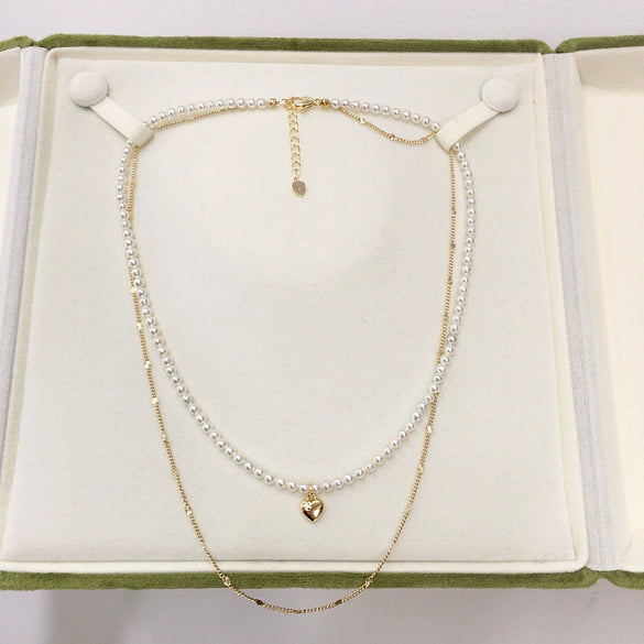 Wholesale Natural Freshwater Pearl Clavicle Necklace Round Shape Copper Alloy And Pearl Material Highend Style