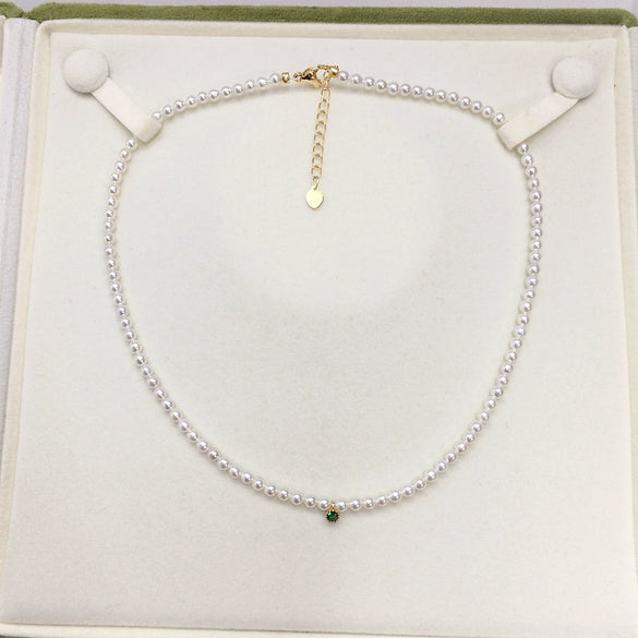 Wholesale Natural Freshwater Pearl Clavicle Necklace Round Shape Copper Alloy And Pearl Material Highend Style