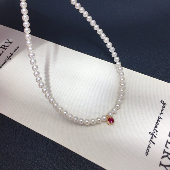 Wholesale Natural Freshwater Pearl Clavicle Necklace Round Shape Copper Alloy And Pearl Material Highend Style