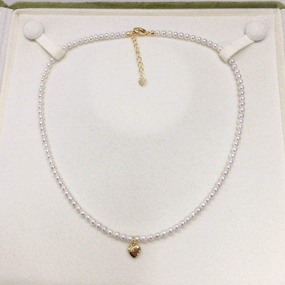 Wholesale Natural Freshwater Pearl Clavicle Necklace Round Shape Copper Alloy And Pearl Material Highend Style