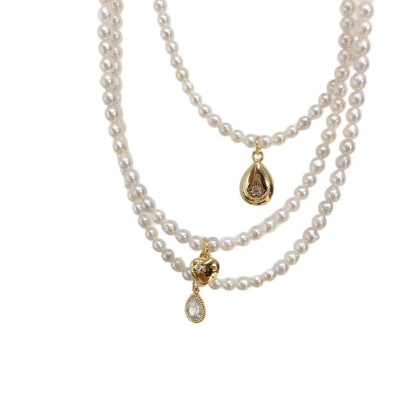 Wholesale Natural Freshwater Pearl Clavicle Necklace Round Shape Copper Alloy And Pearl Material Highend Style
