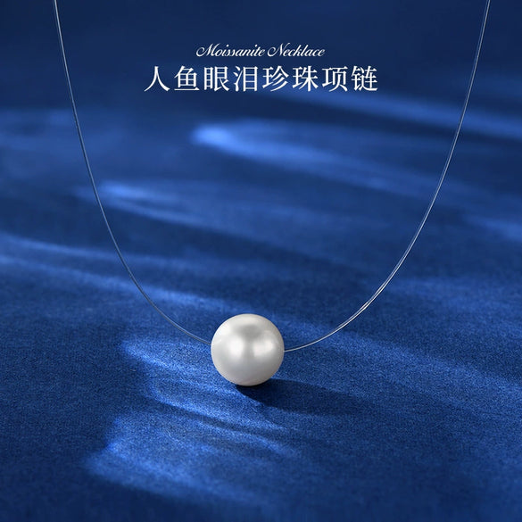 Wholesale Natural Freshwater Pearl Clavicle Necklace With Invisible Pendant Silver 925 Silver Electroplated Geometric Style