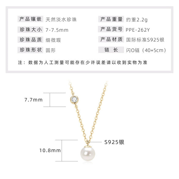 Wholesale Natural Freshwater Pearl Clavicle Necklace With Invisible Pendant Silver 925 Silver Electroplated Geometric Style