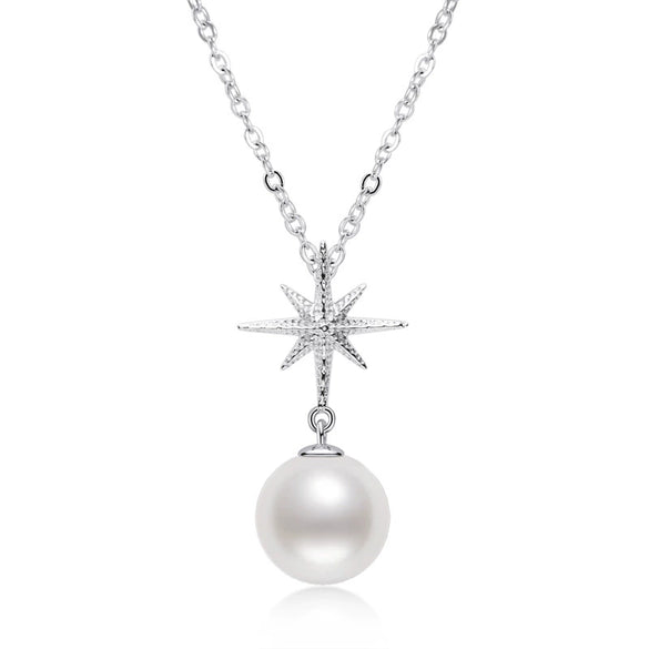 Wholesale Natural Freshwater Pearl Clavicle Necklace With Invisible Pendant Silver 925 Silver Electroplated Geometric Style
