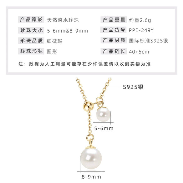 Wholesale Natural Freshwater Pearl Clavicle Necklace With Invisible Pendant Silver 925 Silver Electroplated Geometric Style