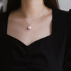 Wholesale Natural Freshwater Pearl Flat Round Clavicle Chain Necklace Copper Alloy Accessories