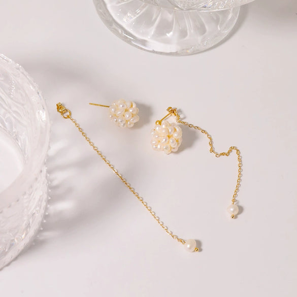 Wholesale Natural Freshwater Pearl Geometric Earrings With S925 Silver Needle And Electroplating Process For Women