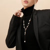 Wholesale Natural Freshwater Pearl Long Sweater Chain Necklace With Electroplating And Geometric Design For Women