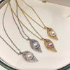Wholesale Natural Freshwater Pearl Necklace With Copper Plated Gold Leaf Pendant Flat Round And Steamed Bread Round Pearl Boutique Craft