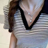 Wholesale Natural Freshwater Pearl Necklace With Sixpointed Star Nearly Round Pearl Pendant And Copper Chain