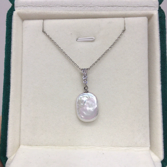 Wholesale Natural Freshwater Pearl Necklace With Square Baroque Pearl Pendant And Copper Accessories In Minimalist Style