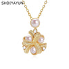 Wholesale Natural Freshwater Pearl Pendant Necklace Palace Retro Style Copper Chain Flat Round And Bun Round Pearls 18K Goldfilled