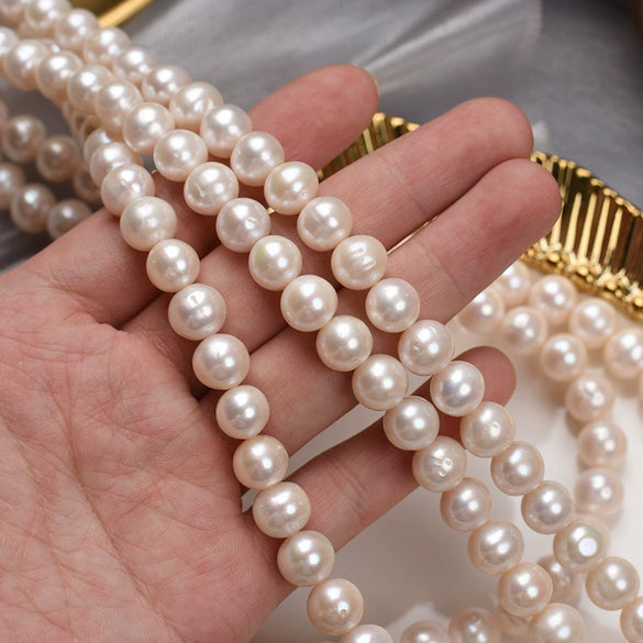 Wholesale Natural Freshwater Pearl Semifinished Naked Beads Near Round Shape