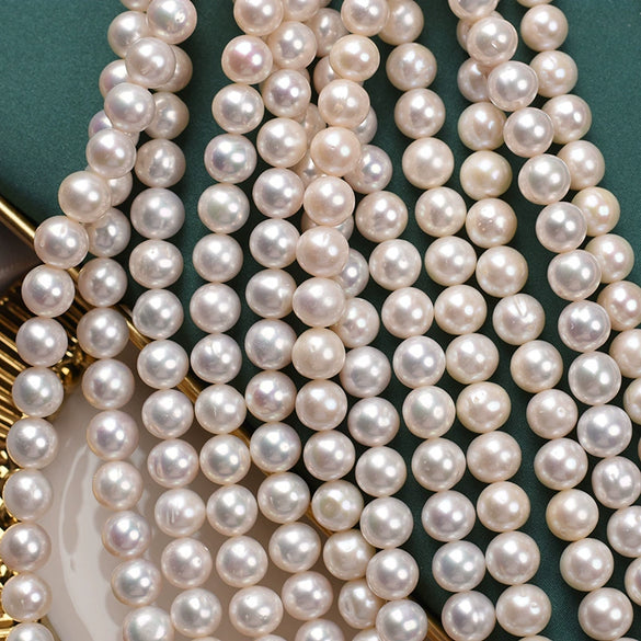 Wholesale Natural Freshwater Pearl Semifinished Naked Beads Near Round Shape