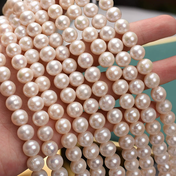 Wholesale Natural Freshwater Pearl Semifinished Naked Beads Near Round Shape