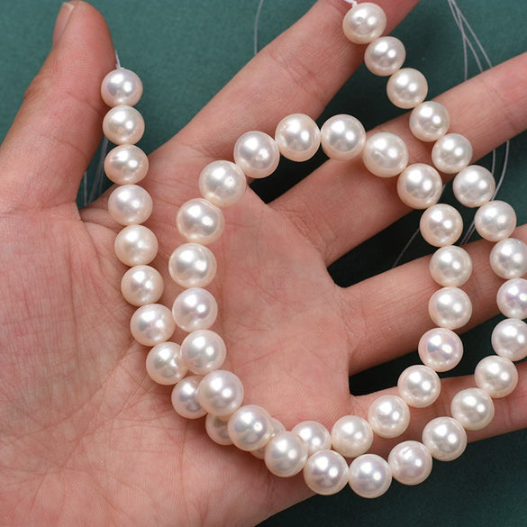 Wholesale Natural Freshwater Pearl Semifinished Naked Beads Near Round Shape