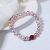 Wholesale Natural Freshwater Purple Pearl And Red Cinnabar Handmade Geometric Unisex Bracelet