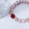 Wholesale Natural Freshwater Purple Pearl And Red Cinnabar Handmade Geometric Unisex Bracelet