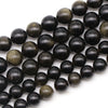 Wholesale Natural Gold Obsidian Beads Polished Jewelry Accessories For Diy Bracelets