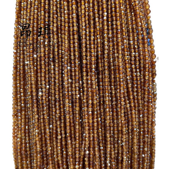 Wholesale Natural Orange Garnet Round Faceted Cut Loose Beads Semi Finished Necklace Diy Accessories