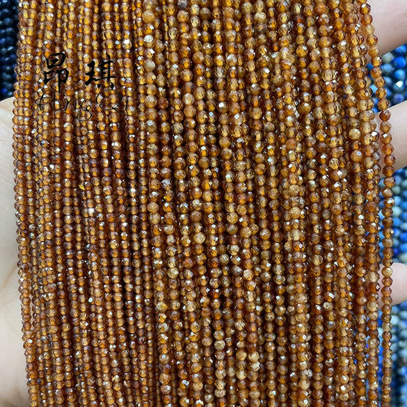 Wholesale Natural Orange Garnet Round Faceted Cut Loose Beads Semi Finished Necklace Diy Accessories