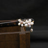 Wholesale Natural Pearl And Ebony Solid Wood Hairpin With Flower Pattern In Antique Style