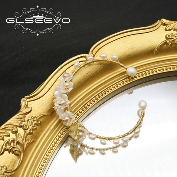 Wholesale Natural Pearl Bracelet For Women Retro Light Luxury Floral Petals Geometric Electroplated Hand Ornament
