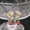 Wholesale Natural Pearl Earrings Baroque Flower Geometric Style With Watermelon Red Crystal Single Bead Electroplated For Women