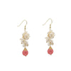 Wholesale Natural Pearl Earrings Baroque Flower Geometric Style With Watermelon Red Crystal Single Bead Electroplated For Women