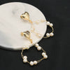Wholesale Natural Pearl Earrings Handmade Real Gold Electroplated Geometric Style