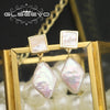 Wholesale Natural Pearl Earrings Sterling Silver Rhombus Baroque Retro Exaggerated Geometric Electroplated Highquality Jewelry For Women