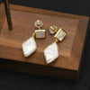Wholesale Natural Pearl Earrings Sterling Silver Rhombus Baroque Retro Exaggerated Geometric Electroplated Highquality Jewelry For Women