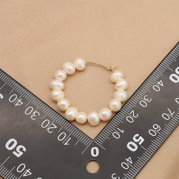 Wholesale Natural Pearl Earrings With Beaded Retro Niche Design Geometric Pattern Electroplated For Women