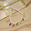 Wholesale Natural Pearl Geometric Retro Electroplating Water Drop Pendant Bracelet