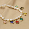 Wholesale Natural Pearl Geometric Retro Electroplating Water Drop Pendant Bracelet