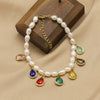 Wholesale Natural Pearl Geometric Retro Electroplating Water Drop Pendant Bracelet