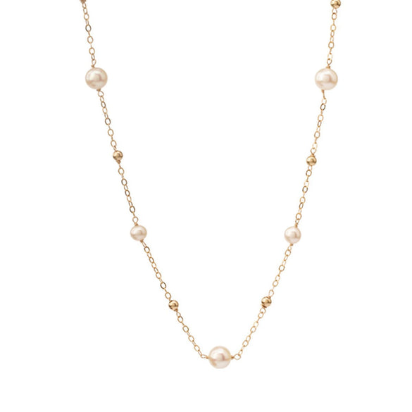 Wholesale Natural Pearl Gold Beads Handmade Ochain Necklace For Women