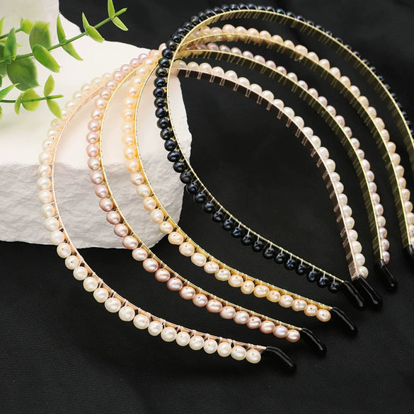 Wholesale Natural Pearl Headband Handmade Retro Geometric Light Luxury Summer Women's Hair Accessories