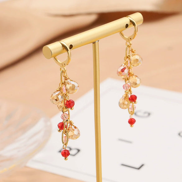 Wholesale Natural Pearl Retro Geometric Water Drop Earrings With Electroplating Design For Women