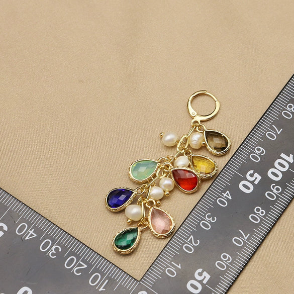 Wholesale Natural Pearl Retro Geometric Water Drop Earrings With Electroplating Design For Women