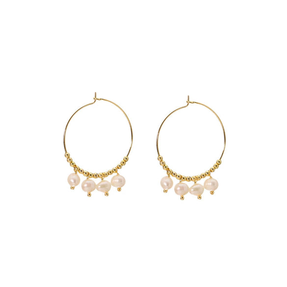 Wholesale Natural Pearl Women's Retro Geometric Pure Handmade Earrings