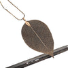 Wholesale Natural Real Leaf Specimens Alloy Goldplated Long Necklace With Original Snake Chain