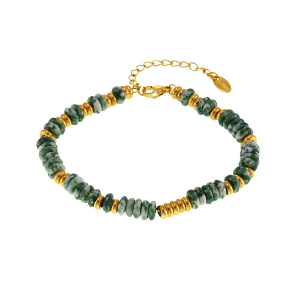 Wholesale Natural Stone Abacus Beads Bracelet Light Luxury Titanium Steel 18K Gold Plated Geometric Chain Decoration