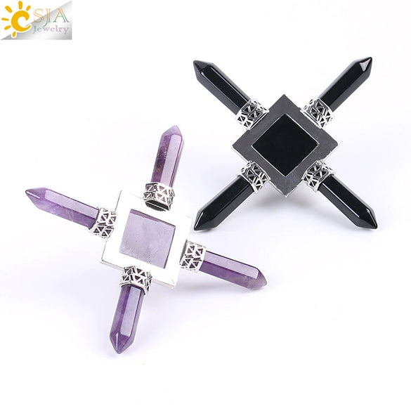 Wholesale Natural Stone And Copper Ornaments Pyramid Pink White Crystal Obsidian Amethyst Minimalist Style
