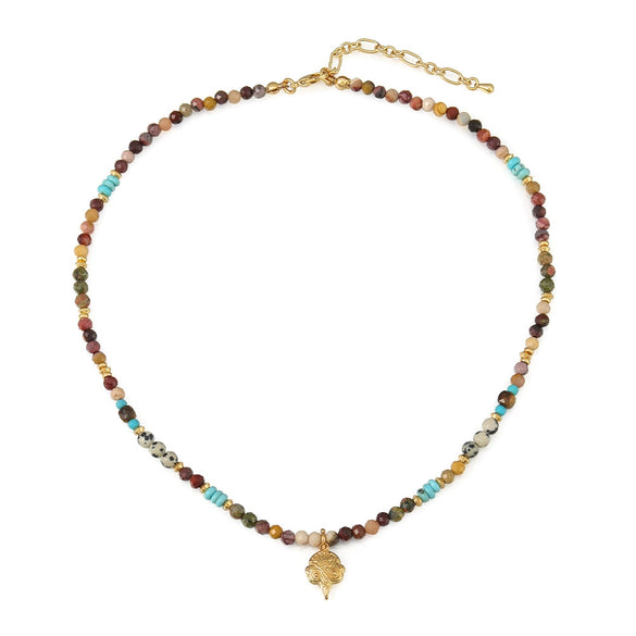 Wholesale Natural Stone And Copper Owl Pendant Beaded Necklace Handmade Geometric Style Unisex