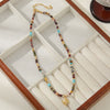 Wholesale Natural Stone And Copper Owl Pendant Beaded Necklace Handmade Geometric Style Unisex