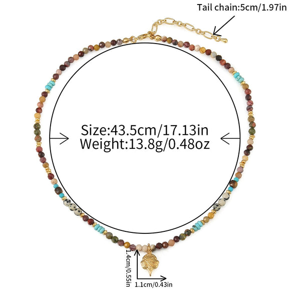 Wholesale Natural Stone And Copper Owl Pendant Beaded Necklace Handmade Geometric Style Unisex