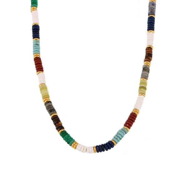 Wholesale Natural Stone And Stainless Steel Abacus Bead Necklace And Bracelet Retro Dopamine Style Handmade With Electroplating