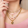 Wholesale Natural Stone And Stainless Steel Beaded Necklace With Geometric Pendant Handmade For Women
