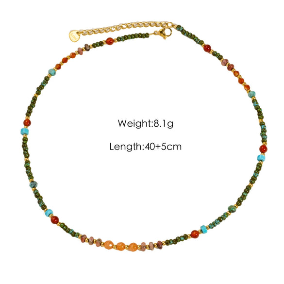 Wholesale Natural Stone And Titanium Steel Geometric Handmade Necklace With Original Design